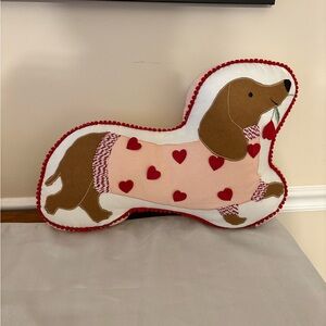 RARE Dachshund Shaped Pillow with Hearts